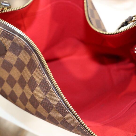 Discontinued Louis Vuitton Duomo Hobo Damier Ebene Red Interior - Picture 11 of 12